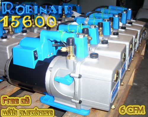 Vacuum pump robinair 15600  6 cfm  2 stages / free oil / fast ship/ quality pump for sale