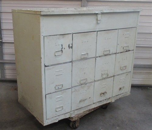 Metal filing cabinet industrial age display bin hardware store drawer gym locker for sale