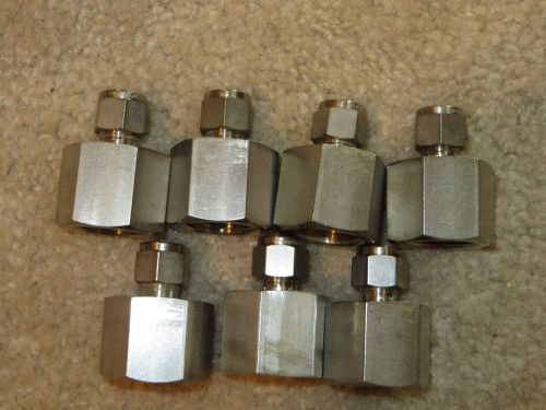 Swagelok 7 each 3/8&#034; x 3/4&#034; FPT Stainless Steel  Adapters