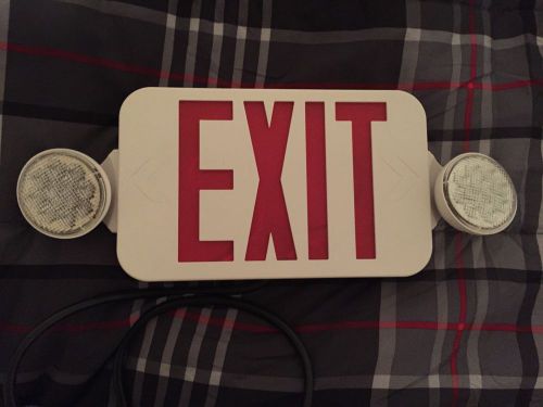 Led exit sign &amp; emergency light – red compact combo ul924 el2br for sale
