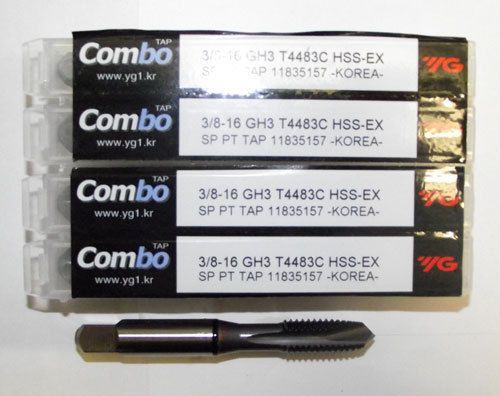 5pc 3/8-16 YG1 Combo Tap Spiral Point Taps for Multi-Purpose Coated