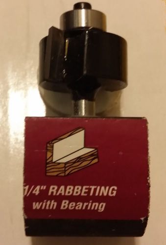 1/4&#034; RABBETING ROUTER BIT 1/4&#034; SHANK C3 CARBIDE TIP WITH BEARING WOODWORK NEW!