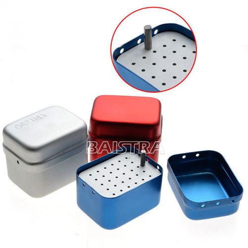 3X Dental Autoclave Disinfection Box High Speed Bur #B001 (Red+Blue+Silver)