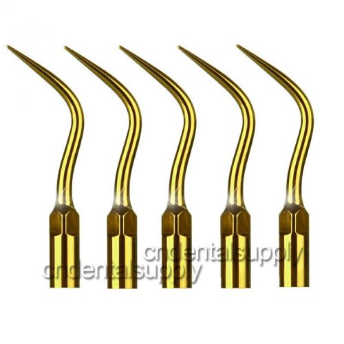 5x Dental Scaler Tips Fit EMS Woodpecker Scaler Perio Scaling Tip Gold P4T