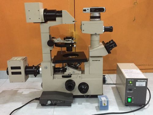 Olympus microscope imt-2 inverted microscope with bh2-rfl-t3 -light source for sale