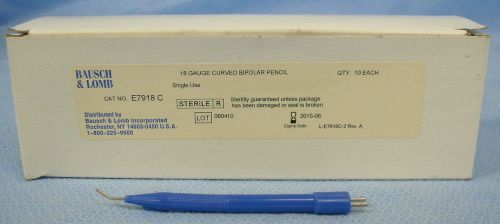 1 Box of 10 Bausch &amp; Lomb 18G Curved Bipolar Pencils #E7918C