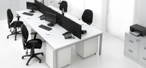 NEW CALL CENTRE BENCH DESKS IN WHITE -  46 AVAILABLE