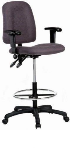 New, Contoured Drafting Chair By Harwick in Gray Fabric