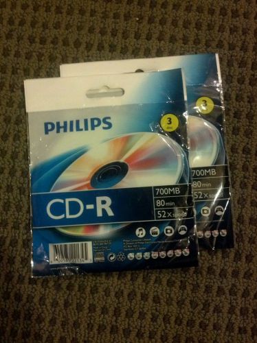 CD-R 3 Pack Philips 700MB 80 Min 52x New