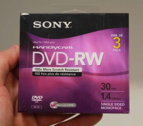 SONY HANDYCAM DVD-RW DISCS (3 PACK) 30 MIN 1.4 GB - BRAND NEW