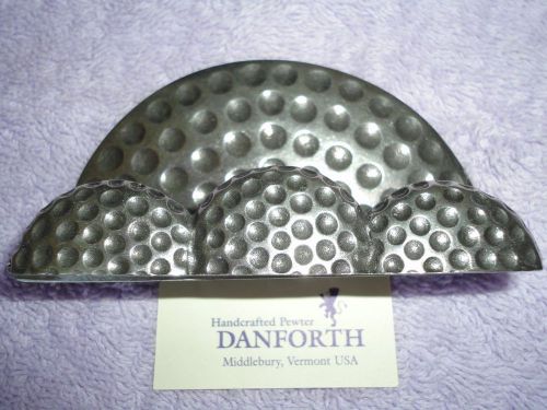 Pewter Golf Ball Design Business Card Holder w/ Danforth tag; NEVER USED IN BOX