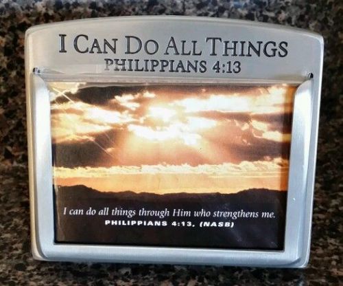 I Can Do All Things Brushed Metal Themed Scripture Card Holder LCP