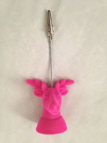 Pink 5.5&#034; Deer Head Figurine Paper Clip