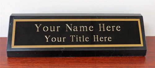 Personalized engraved 10 inch solid black marble desk name wedge free engraving for sale