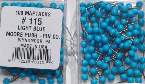 1/8 Inch Map Tacks - Light Blue  by Moore Push Pin