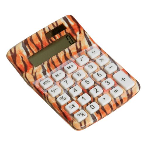 Womens Acrylic Tiger Safari Animal Print Math Class Office Work Calculator