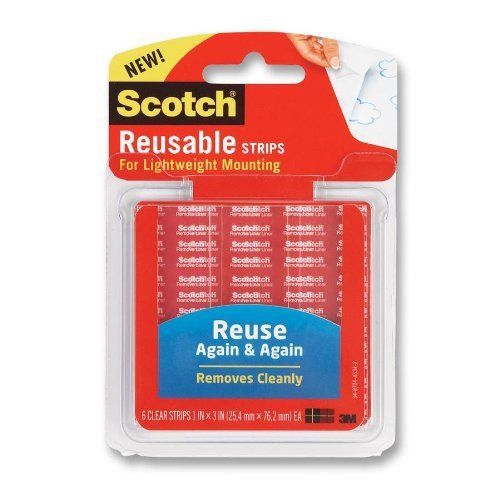 Scotch Reusable Adhesive Mounting Tab - 1&#034; Width X 3&#034; Length - Removable, (r101)