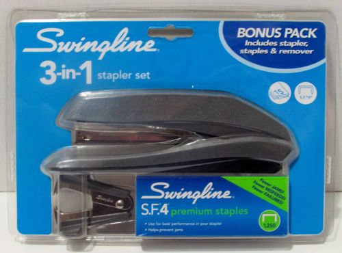 Swingline Stapler Set Metallic Gray Remover Plus Extra Staples New Full Size