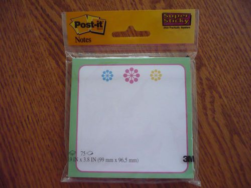 NEW w/ Tag 75 Post-it Super Sticky Floral Design Unlined Notes 3.9&#034; by 3.8&#034;