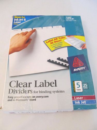 Avery Index Maker 5 Index Tabs Full Box of 25 with Printable Labels  # LSK5UB