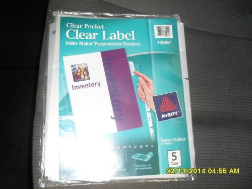 Avery Dennison 75500 Index Maker 5-Tab Clear Pocket View Dividers
