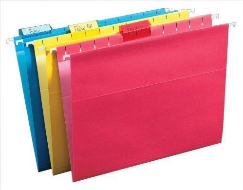 Legal size hanging file folders with cut tab pack of 25 assorted colors for sale