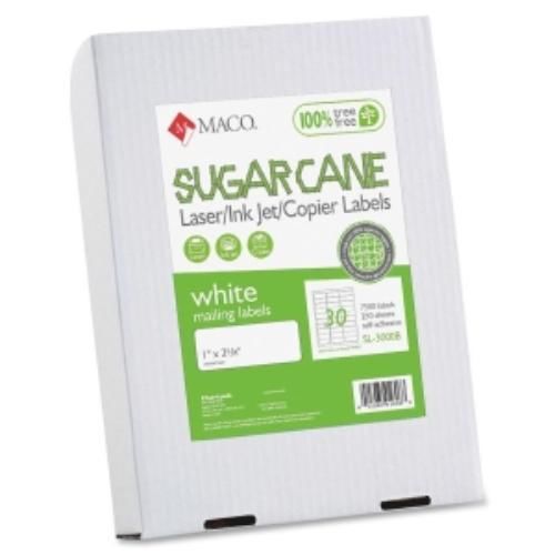 Maco Printable Sugarcane Mailing Labels - 1&#034; Width X 2.63&#034; Length - (msl3000b)