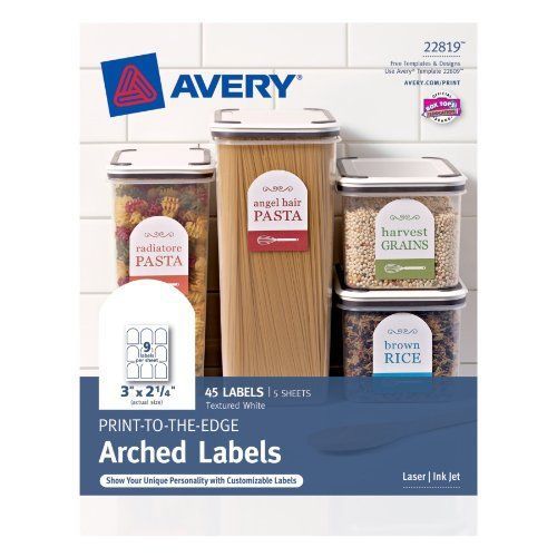NEW Avery Print-to-the-Edge Arched Labels  2.25 x 3-Inches  Pack of 45 (22819)