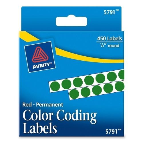 LOT OF 4 Avery Round Color Coded Label - 0.25&#034; D - 450/Pk - Circle - Green
