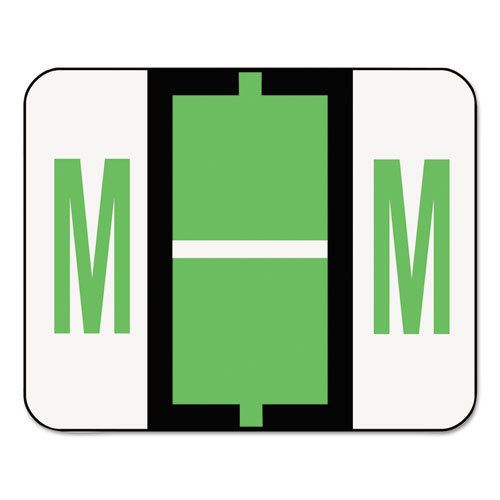 A-Z Color-Coded Bar-Style End Tab Labels, Letter M, Light Green, 500/Roll