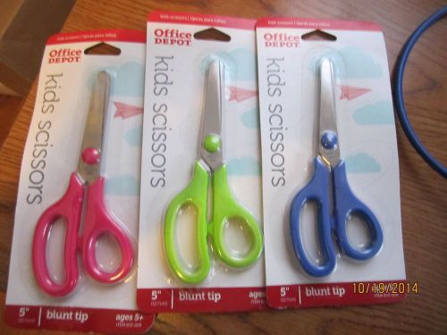 3 Office Depot brand kids scissors 5&#034; Blunt Tip FAST/FREE SHIP