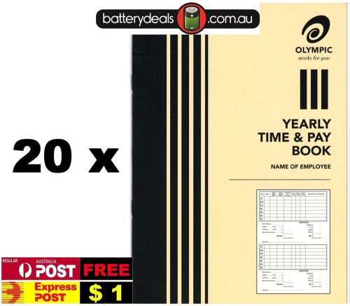 20 x Olympic Yearly Time and pay wages book A5 32 pages 210 x 148 140583 Wages