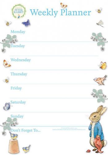 A4 Weekly Planner Beatrix Potter Peter Rabbit Design Tear Off Planner