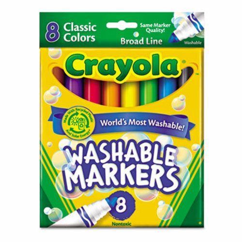 Crayola Washable Markers, Broad Point, Classic Colors, 8/Pack (CYO587808)