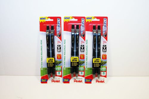 Lot of 6 Pentel EnerGelX Medium Black Rollergel Pens, New Office School Supplies