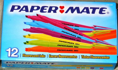 Dozen Papermate Paper Mate Chisel Tip Fluorescent Highlighers New Free Shipping