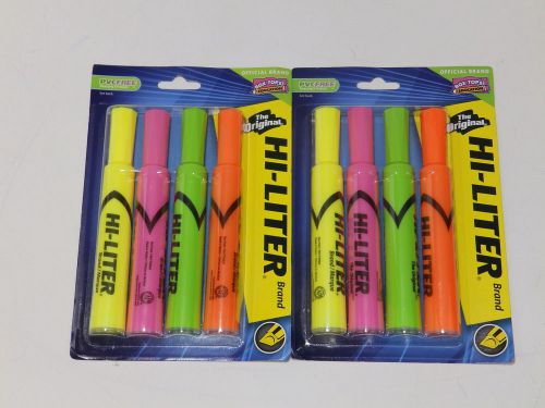 Original  HI-LITER Brand Assorted (2) 4 Packs Yellow Orange Green Pink NIP