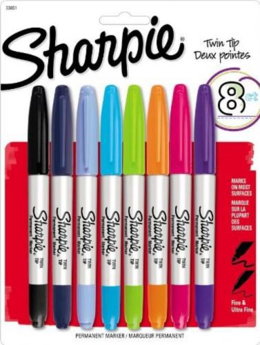 NEW Sharpie Twin Tip Assorted 8 Pack
