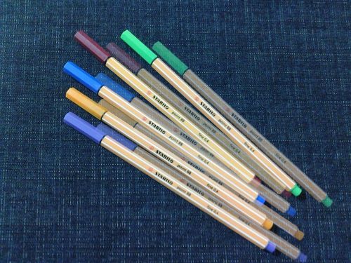 15 stabilo point 88 fineliner 0.4 mm pens ... 3 sets of 5 colors (in bulk) for sale