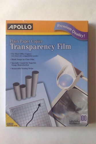 Apollo Transparency Film Plain Paper Copier NEW 100 Sheets 8 1/2 x 11 PP201C