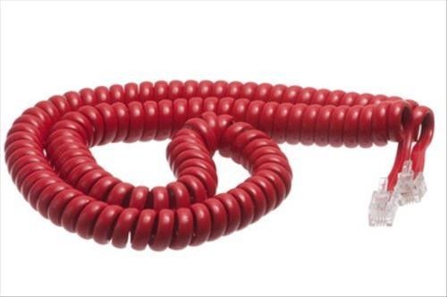 3 Pack 12 Foot Cherry Red Telephone Handset Curly Cord Compatible w/ All Phones