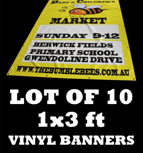 LOT OF 10 CUSTOM 1x3ft 13oz Vinyl Outdoor Advertising Banners Signs Wholesale