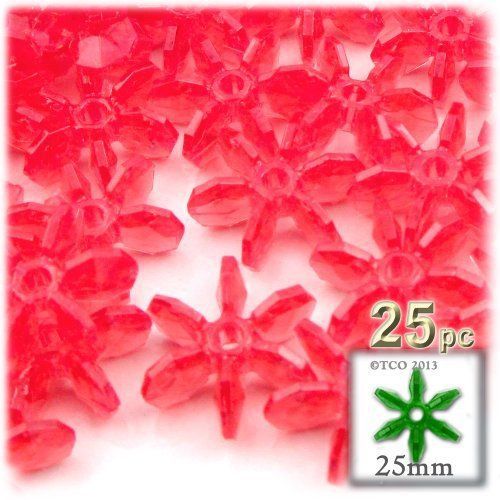 The Crafts Outlet 25-Piece Round Faceted Plastic Transparent Starflake Beads  25
