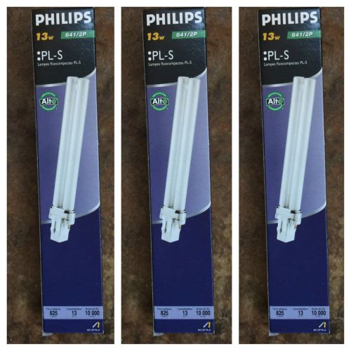 Lot Of 3 Philips 13w Watt 841/2P PL-S Fluorescent Light Bulbs