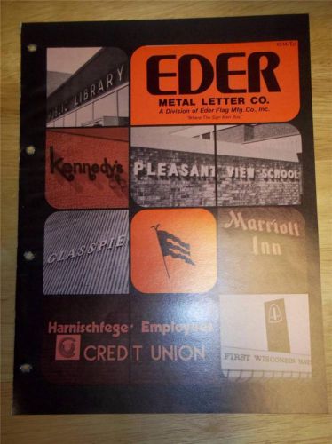 Vtg Eder Metal Letter Co Catalog~Metal Signs/Plaques/Lettering