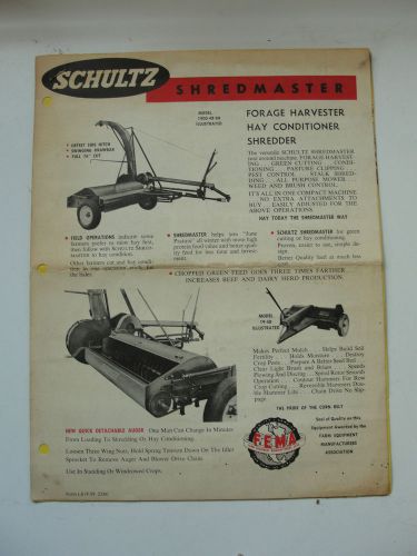 Schultz shredmaster,forage harvester hay conditioner shredder dealer brochure for sale
