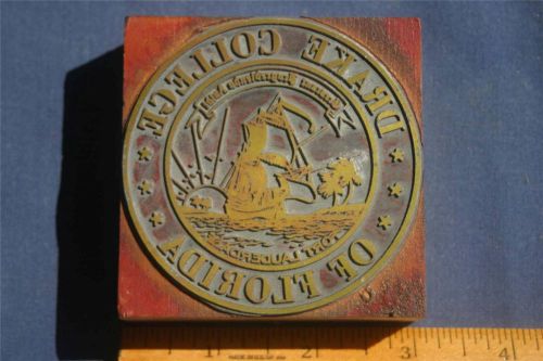 Letterpress Printing Block Drake Cottage of Florida Emblem Logo Ship Sails   (2)