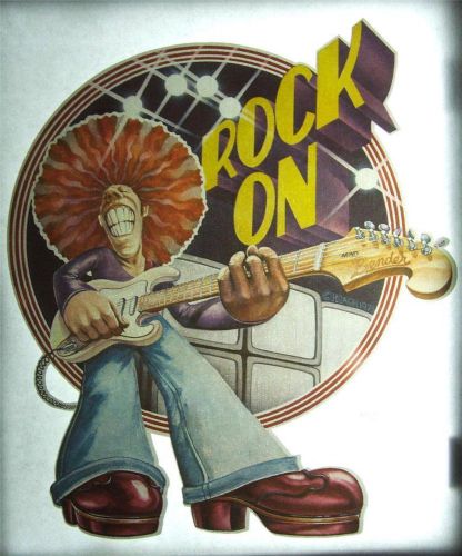 Vintage 1970&#039;s ROACH T-Shirt Heat Transfer ROCK ON! Bellbottoms Guitar Afro