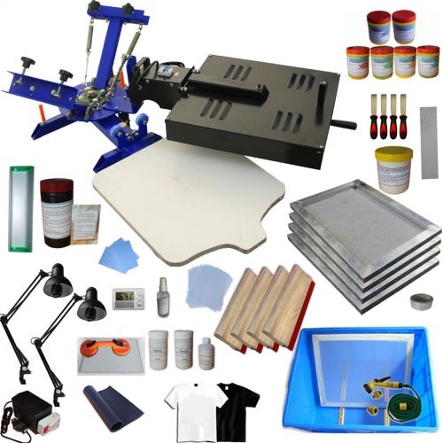 2 Color DIY Silk Screen Printing Press with Dryer UV Exposure Unit Supplies Kit