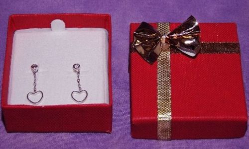 Bowtie Earring Box 24 Qty Red In Color